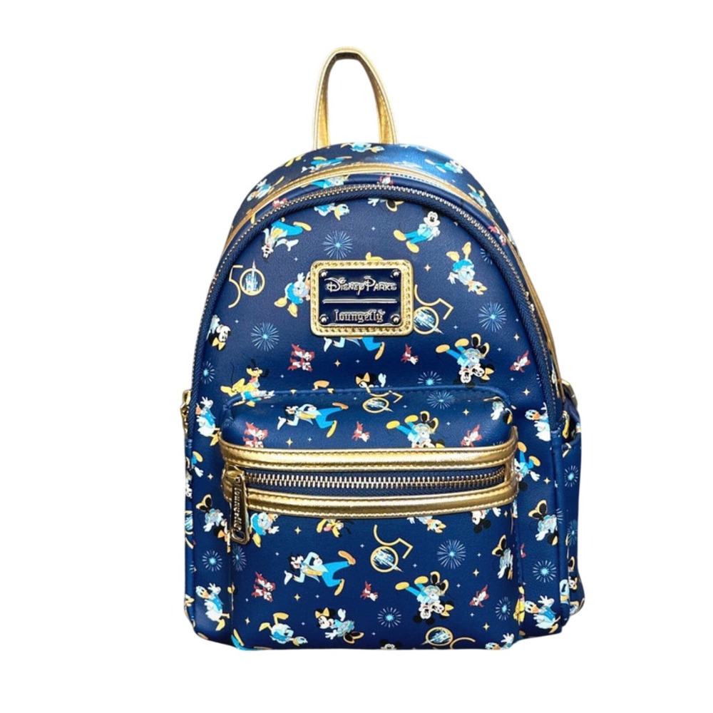 Disney Parks Loungefly Walt Disney World 50th Anniversary Mini Backpack Navy